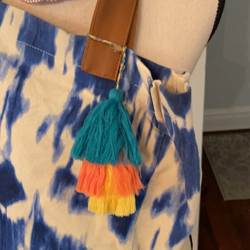 Lu + Elle Laguna Canvas Tassel Market Tote Watercolor LN!
